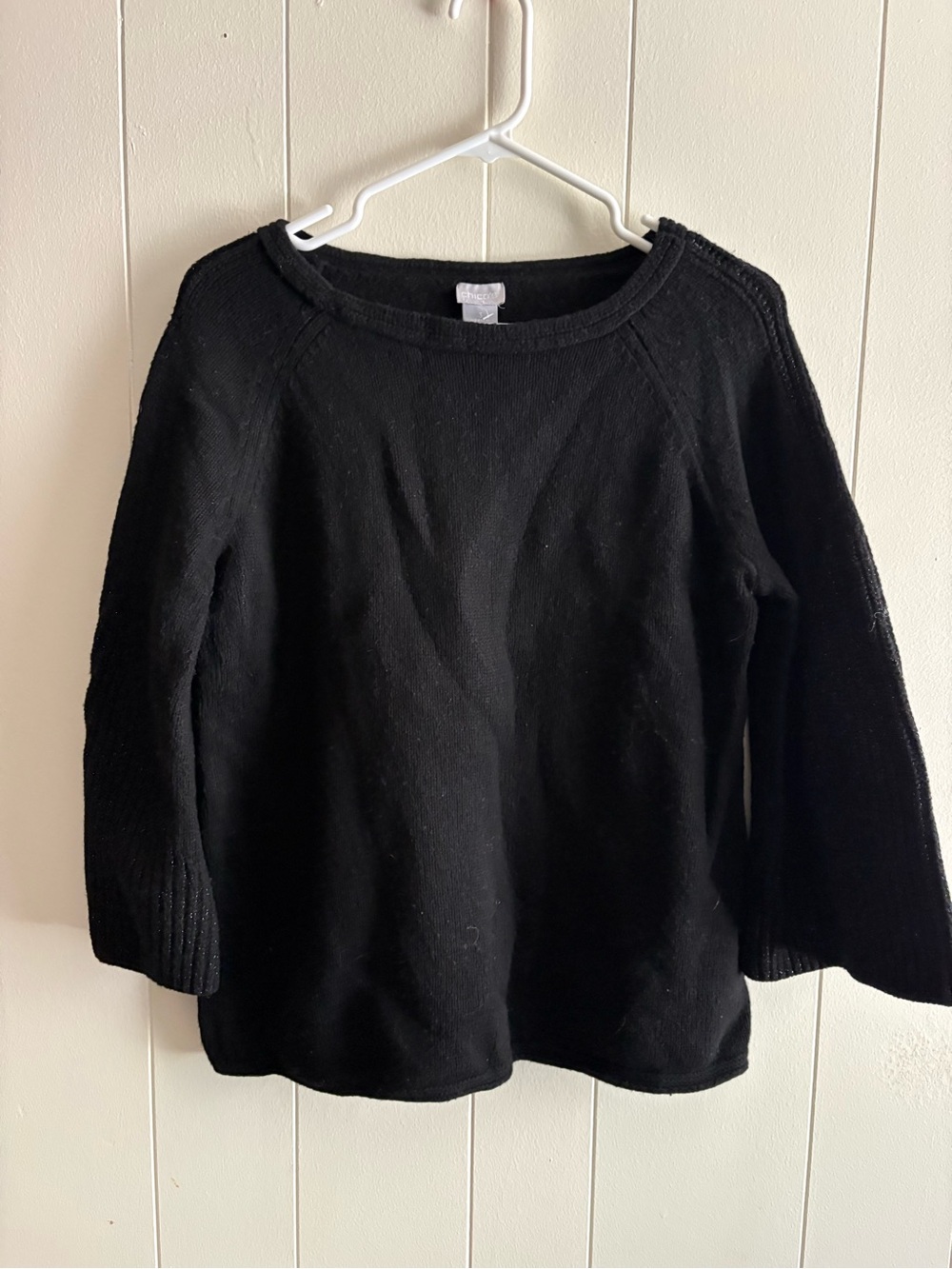 Chico's Black Crew Scoop Neck Sweater